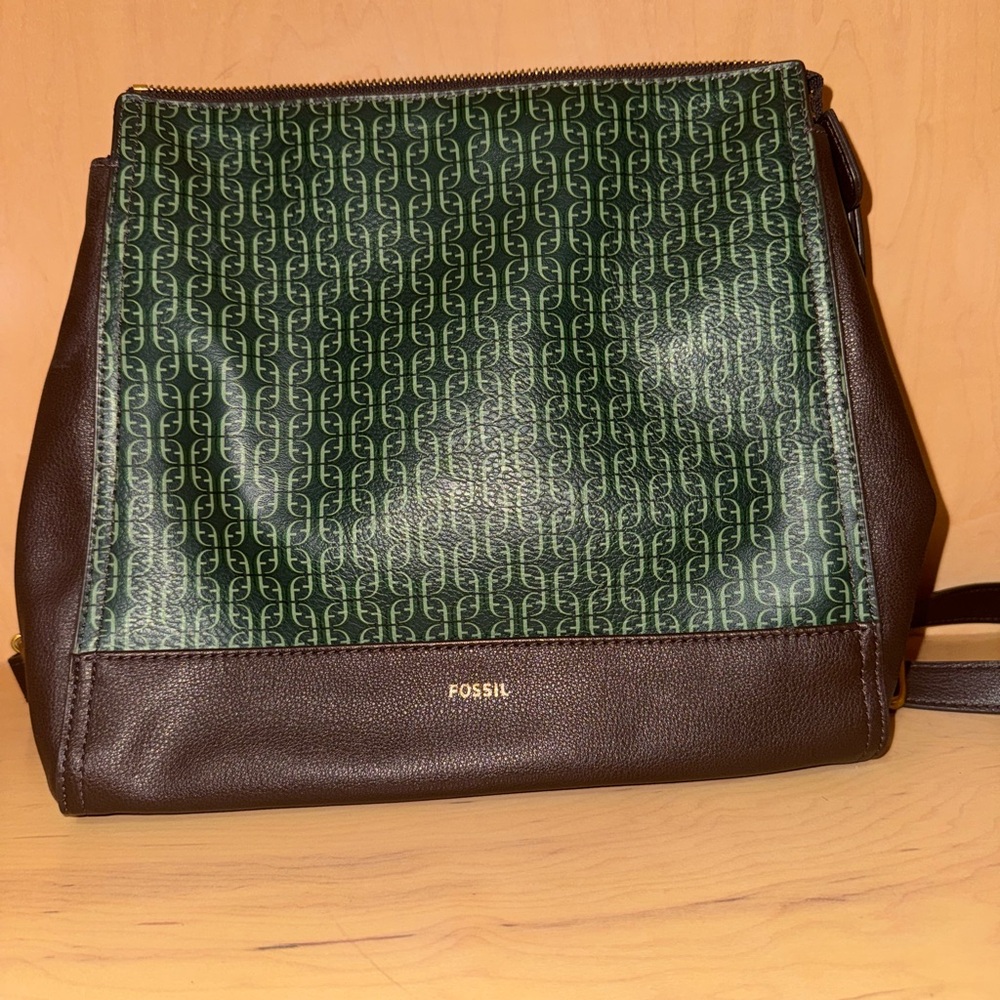 Fossil Green and Brown Backpack